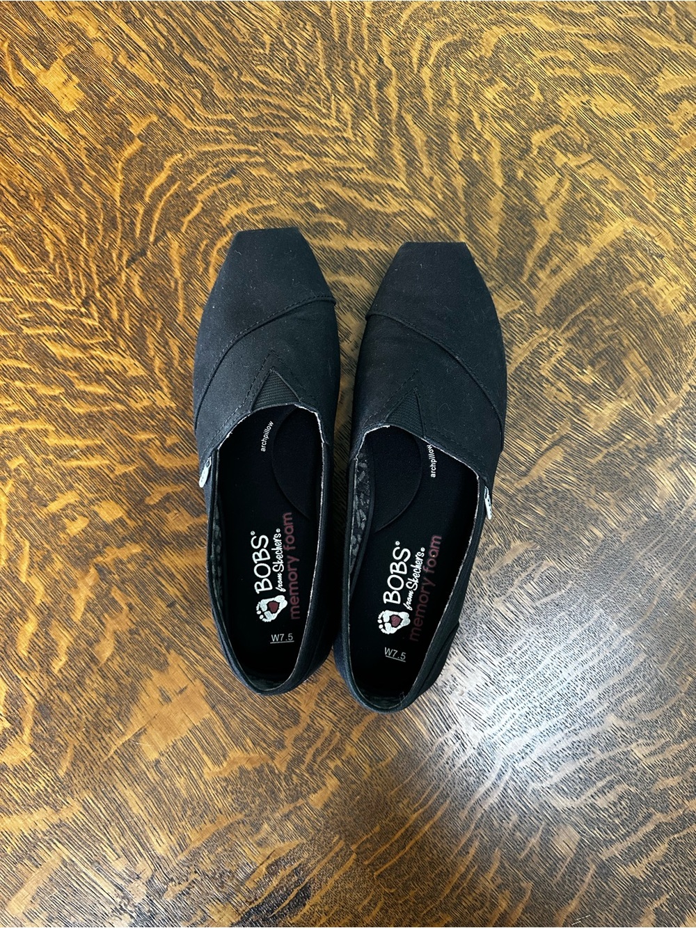 Skechers BOBS Women's Black Slip-On Canvas Flats